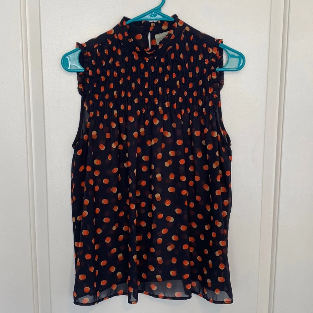 MAEVE Anthropologie TankTop Blouse Navy Size 4 - Picture 1 of 10